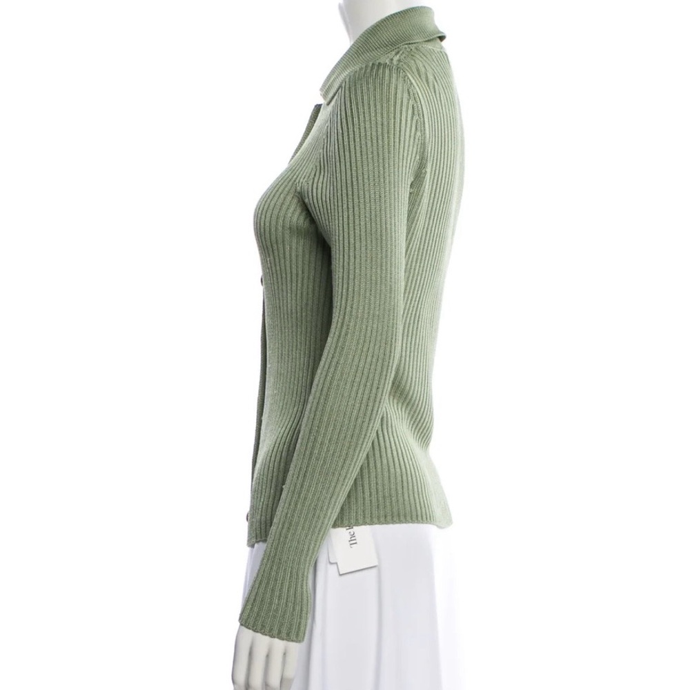Vince Green Ribbed Collared Cardigan - Picture 3 of 7